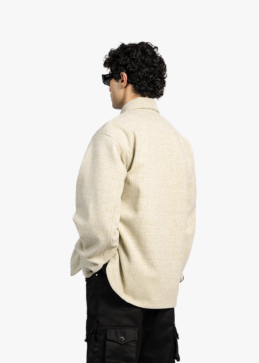 QUILTED FLANNEL OVERSHIRT - BEIGE
